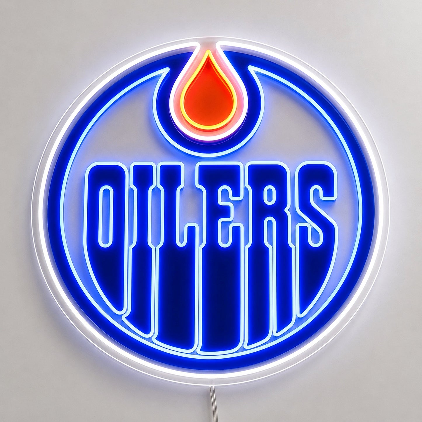 Edmonton Oilers LED neon sign in blue and orange