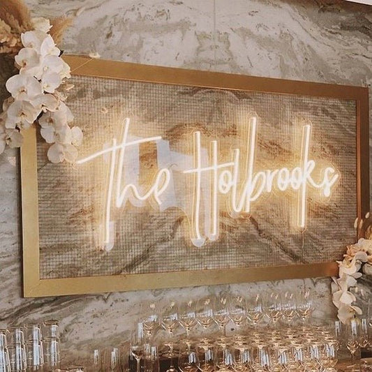 Glowing-Memories-The-Holbrooks-Custom-Neon-Wedding-Sign-in-Brisbane Neon Lanes