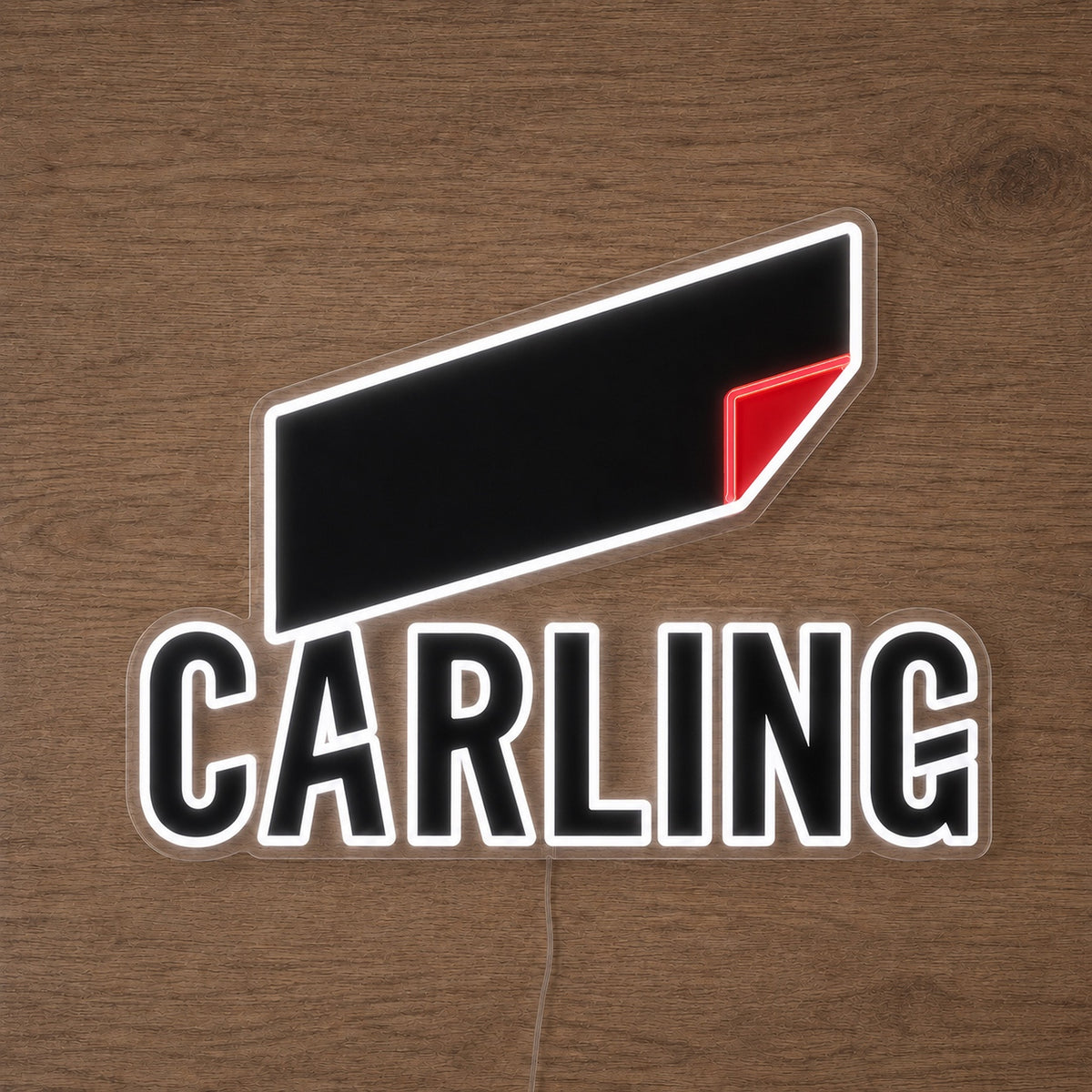 Carling LED neon sign in black, white and red