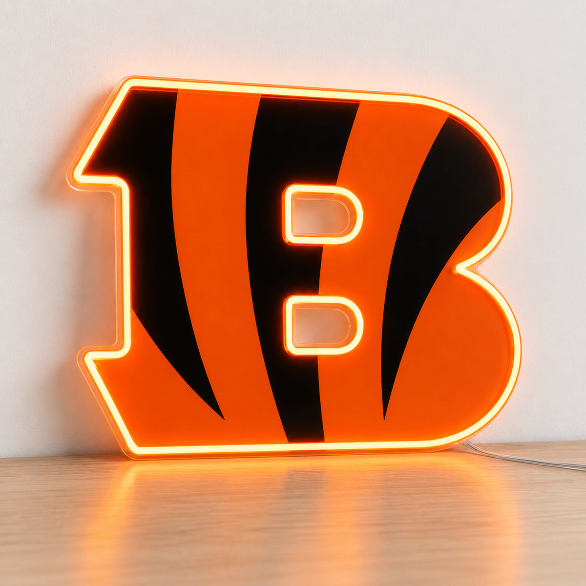 Cincinnati Bengals LED Neon Sign, featuring illuminated team logo on a light background.