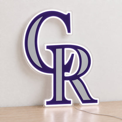 Colorado Rockies LED Neon Sign, featuring team logo displayed on a light background.