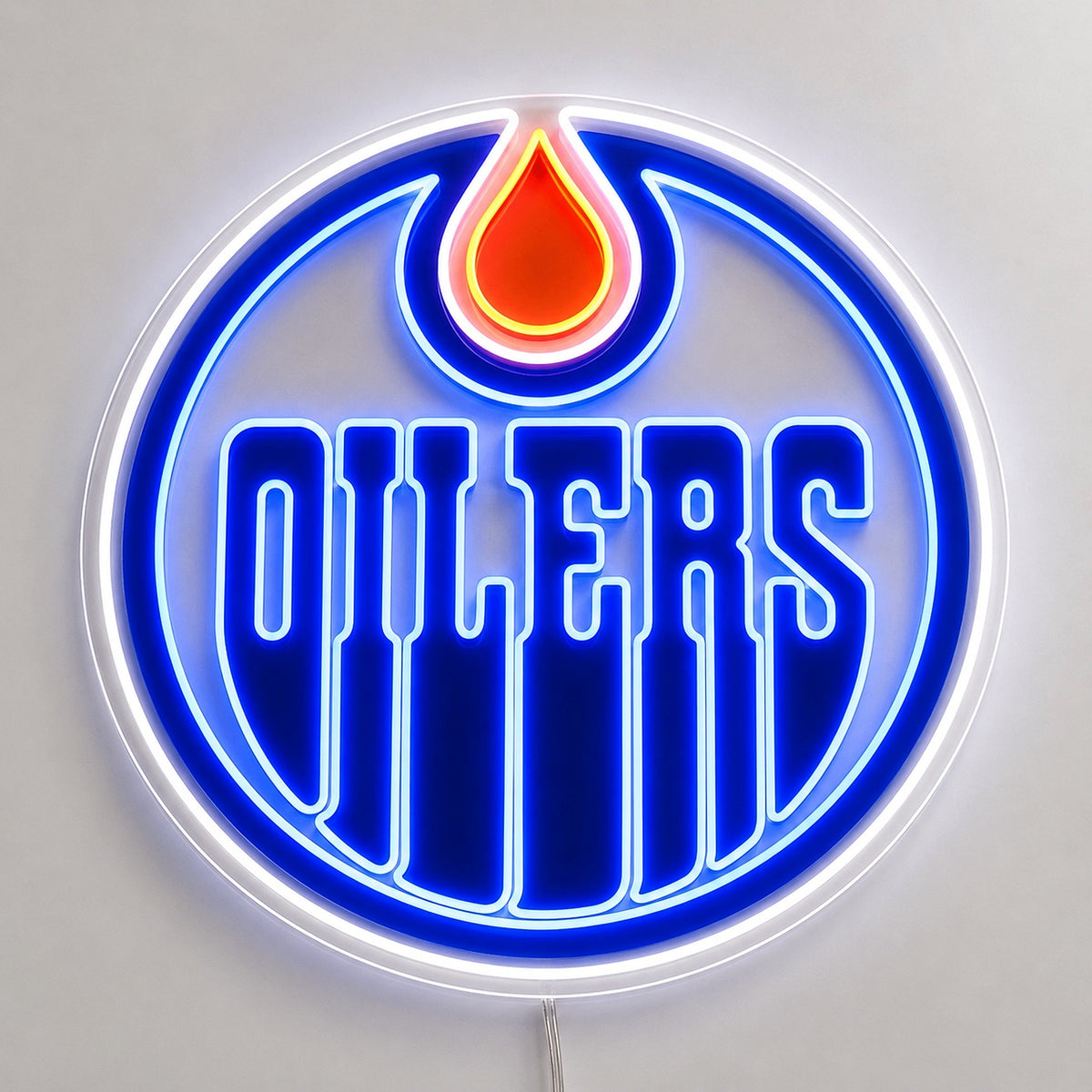 Edmonton Oilers LED neon sign in blue and orange