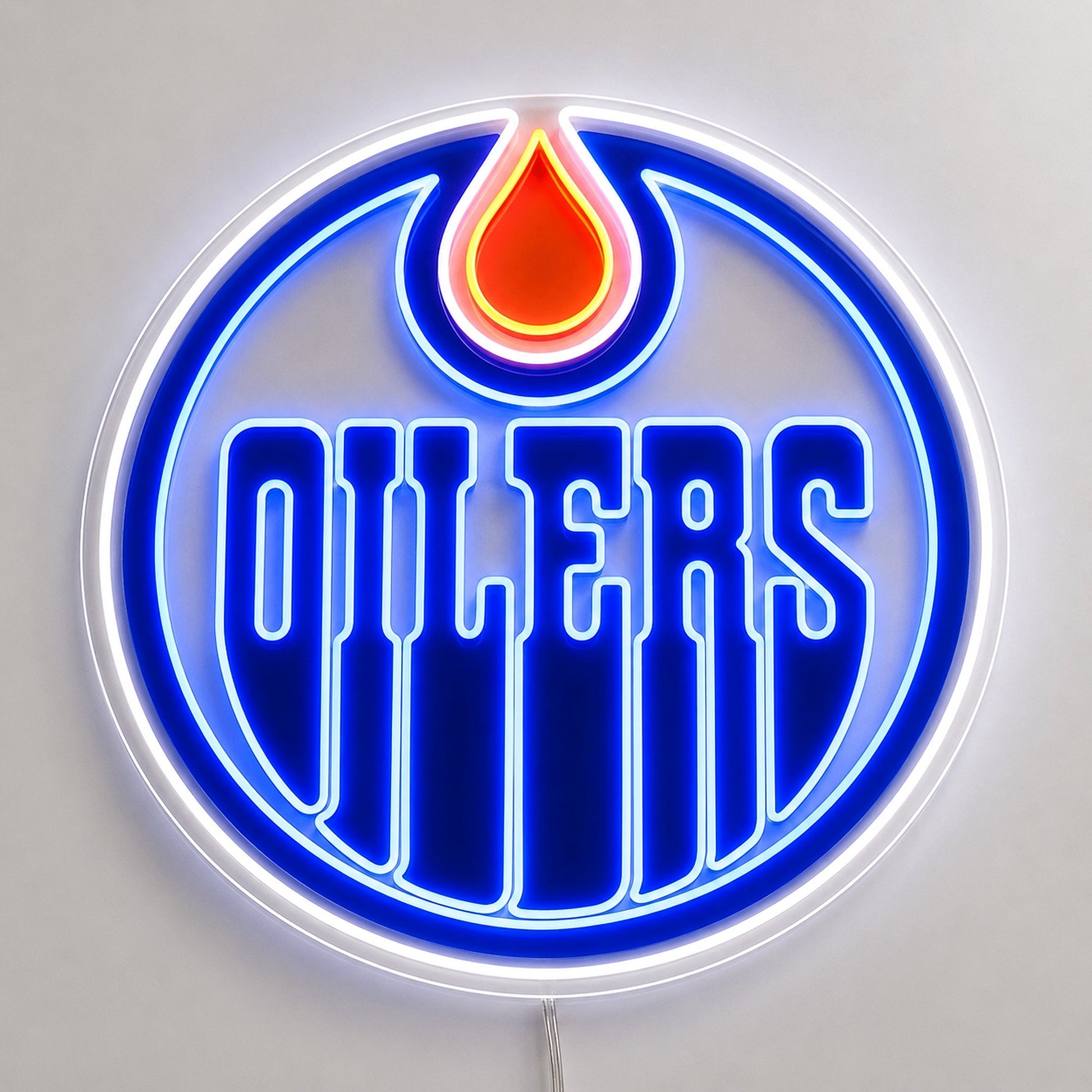 Edmonton Oilers LED neon sign in blue and orange