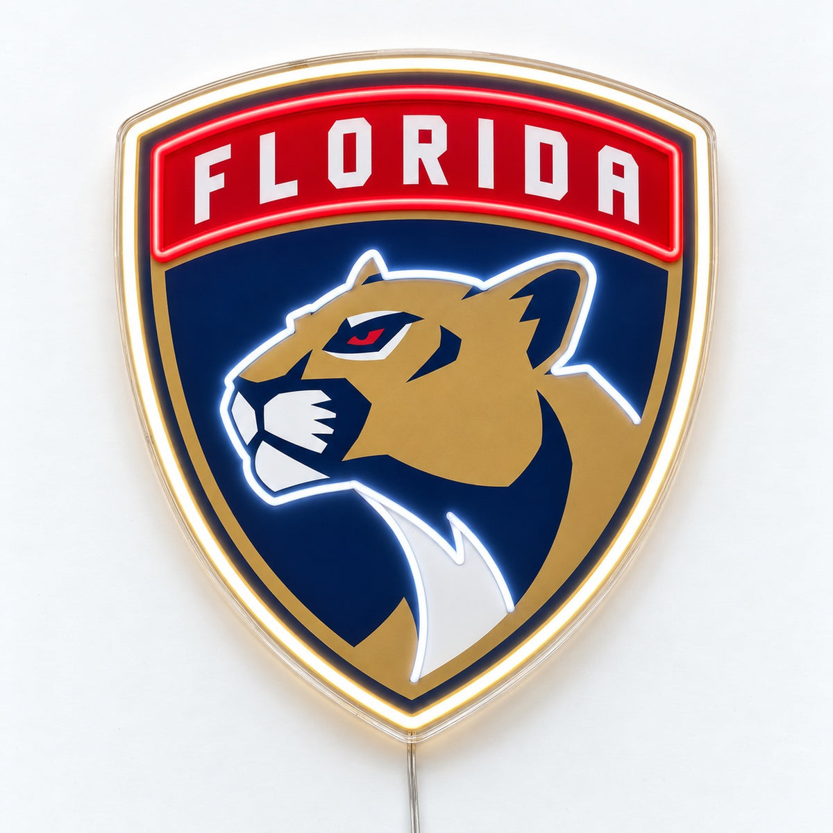 Florida Panthers LED neon sign in navy, red and gold