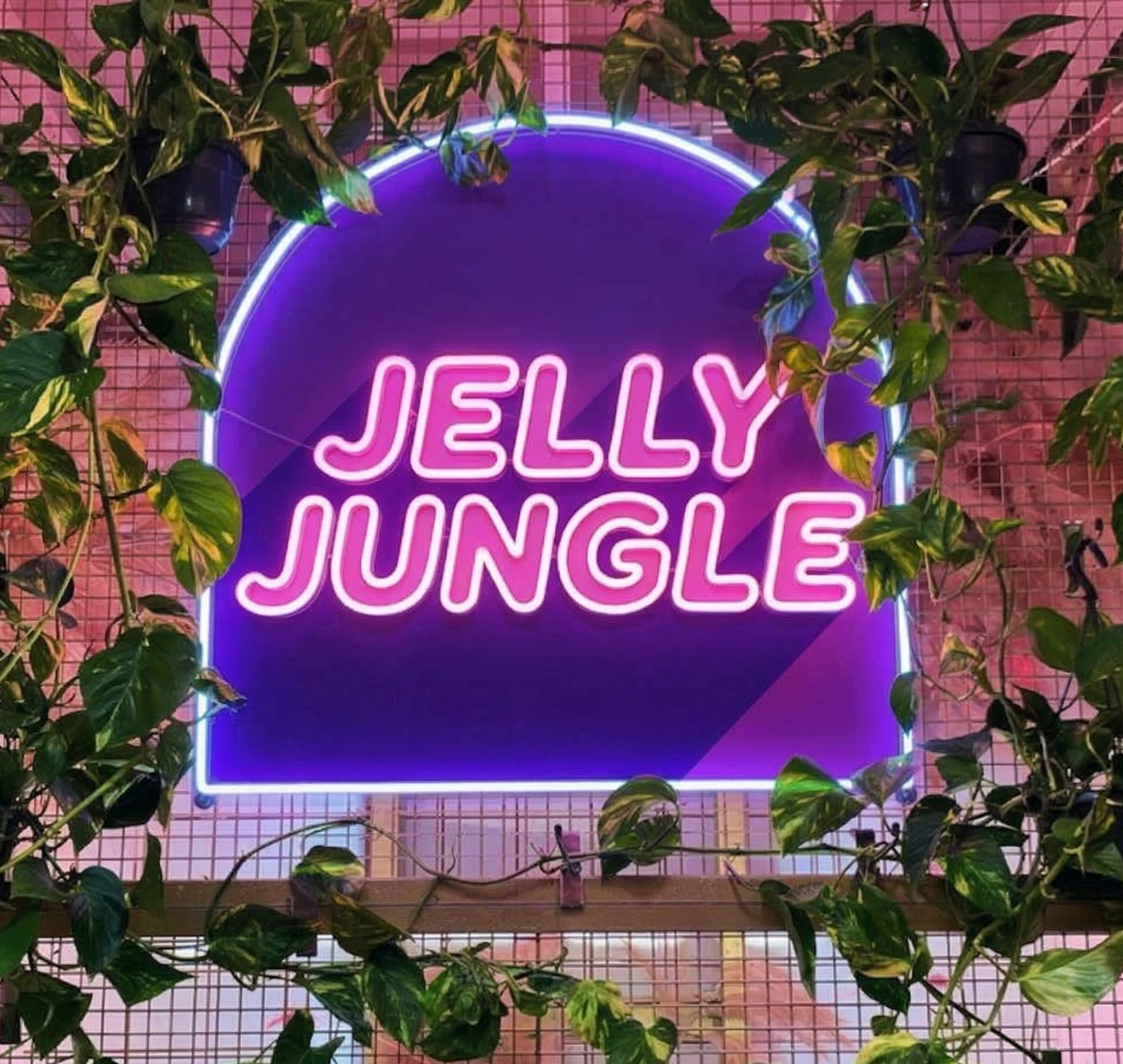 Business logo custom neon sign - jelly jungle made by neon lanes
