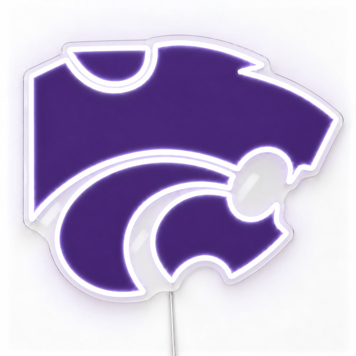 Kansas State Wildcats LED Neon Sign, featuring team logo displayed on a light background.