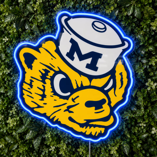 Michigan Wolverines Retro Mascot LED Neon Sign product photo 1