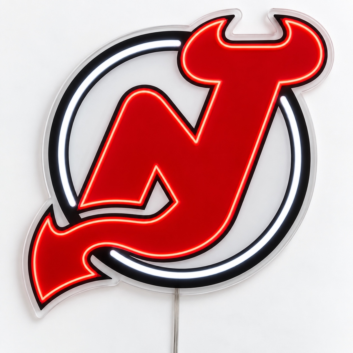 New Jersey Devils LED neon sign in red, black and white