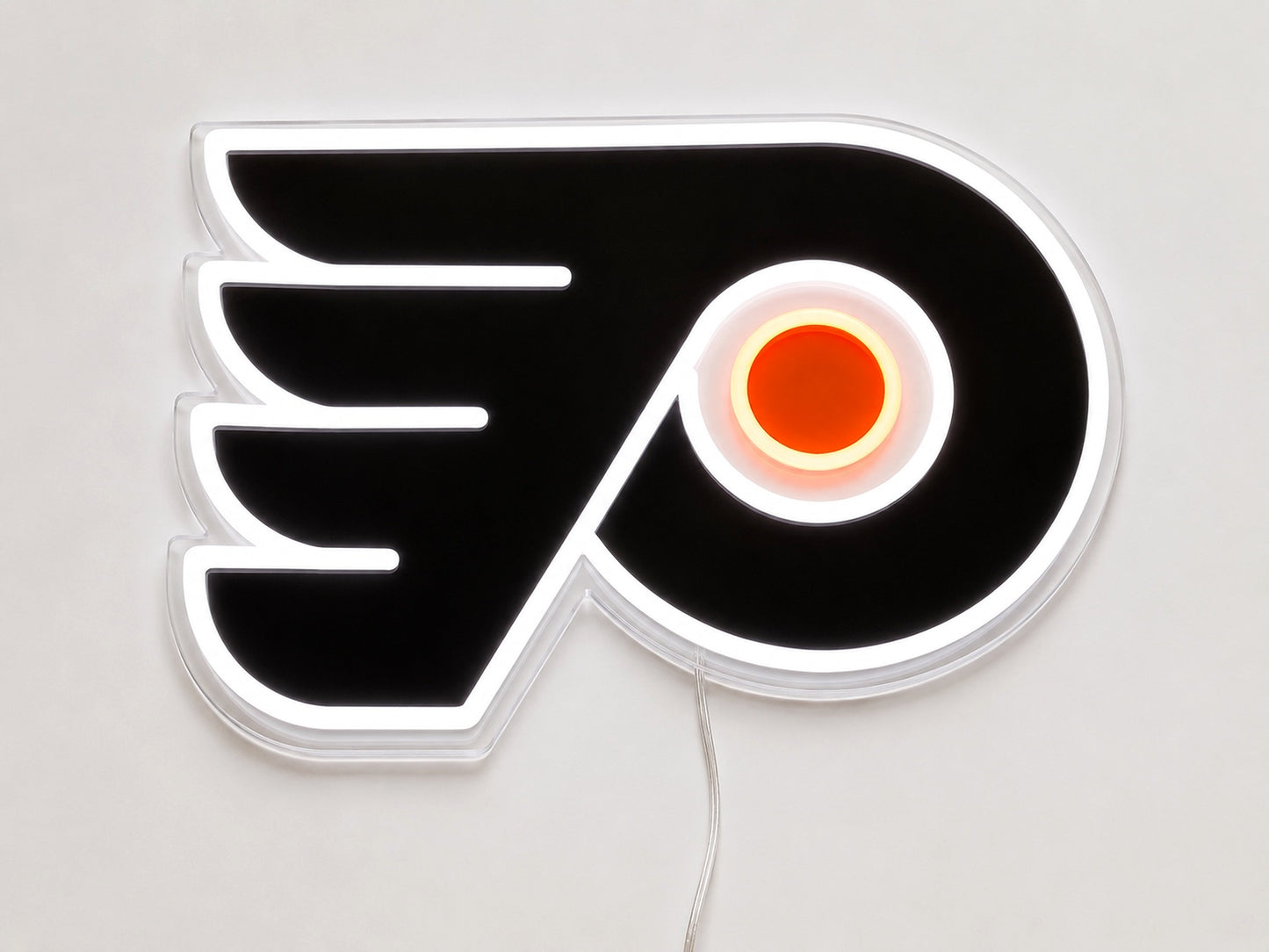 Philadelphia Flyers LED neon sign in black, white and orange