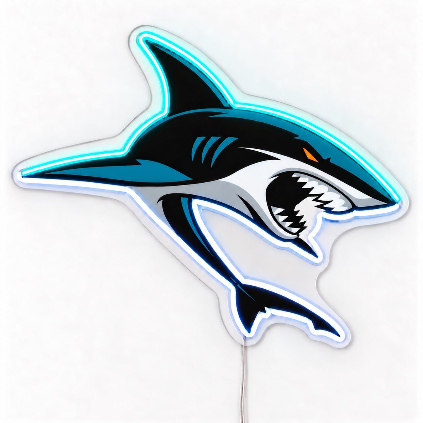 San Jose Sharks LED neon sign in teal, black and white