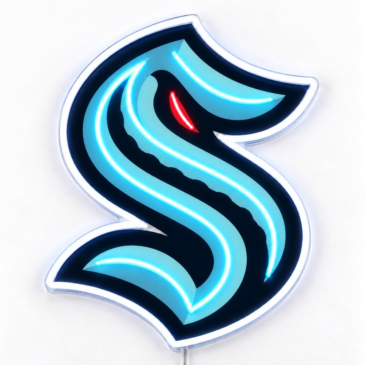 Seattle Kraken LED neon sign in ice blue and navy