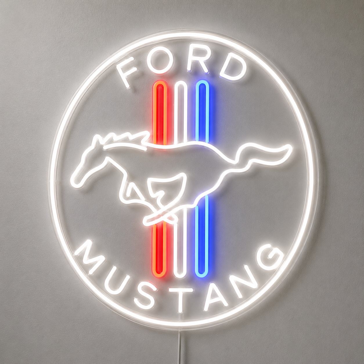 Ford Mustang Logo LED Neon Sign Running Horse Garage Man Cave Wall Decor Gift