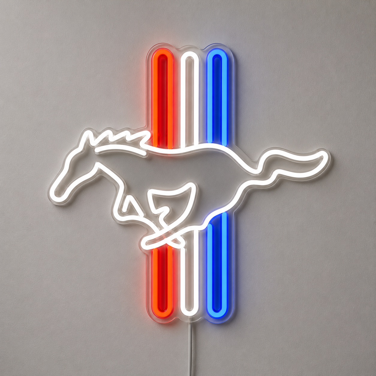 Ford Mustang Tri Bar LED Neon Sign Garage Man Cave Mustang Fan Wall Decor Gift