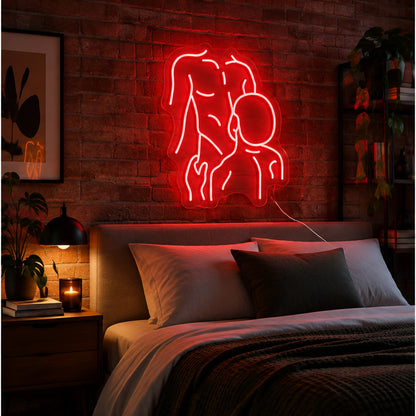 Gay Pride Two Men Neon Sign on an apartment bedroom wall