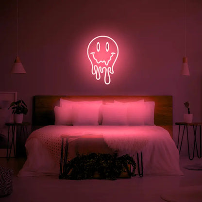 Melting Smiley Face LED Neon Light Sign - Neon Lanes