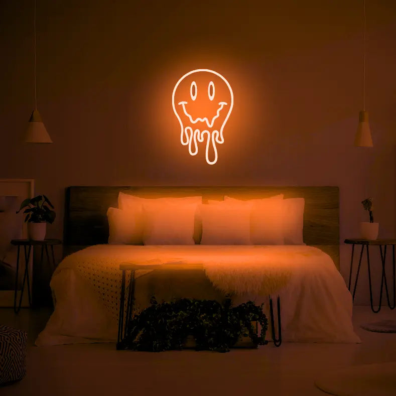 Melting Smiley Face LED Neon Light Sign - Neon Lanes