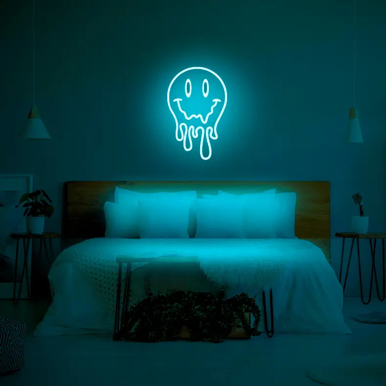 Melting Smiley Face LED Neon Light Sign - Neon Lanes