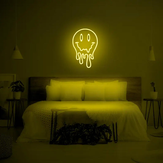 Melting Smiley Face LED Neon Light Sign - Neon Lanes