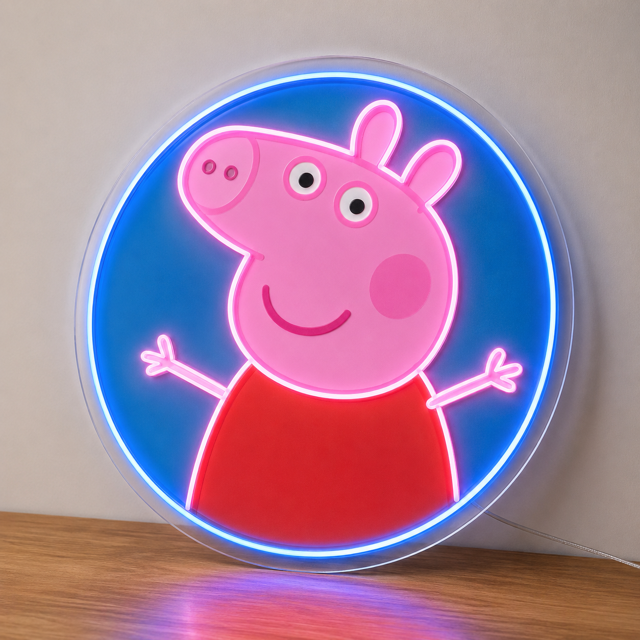 Peppa Pig LED Neon Sign Kids Bedroom Playroom Nursery Wall Decor Peppa Pig Fan Gift