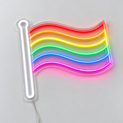 Pride Neon Sign rainbow flag made with 8mm LED neon on clear acrylic